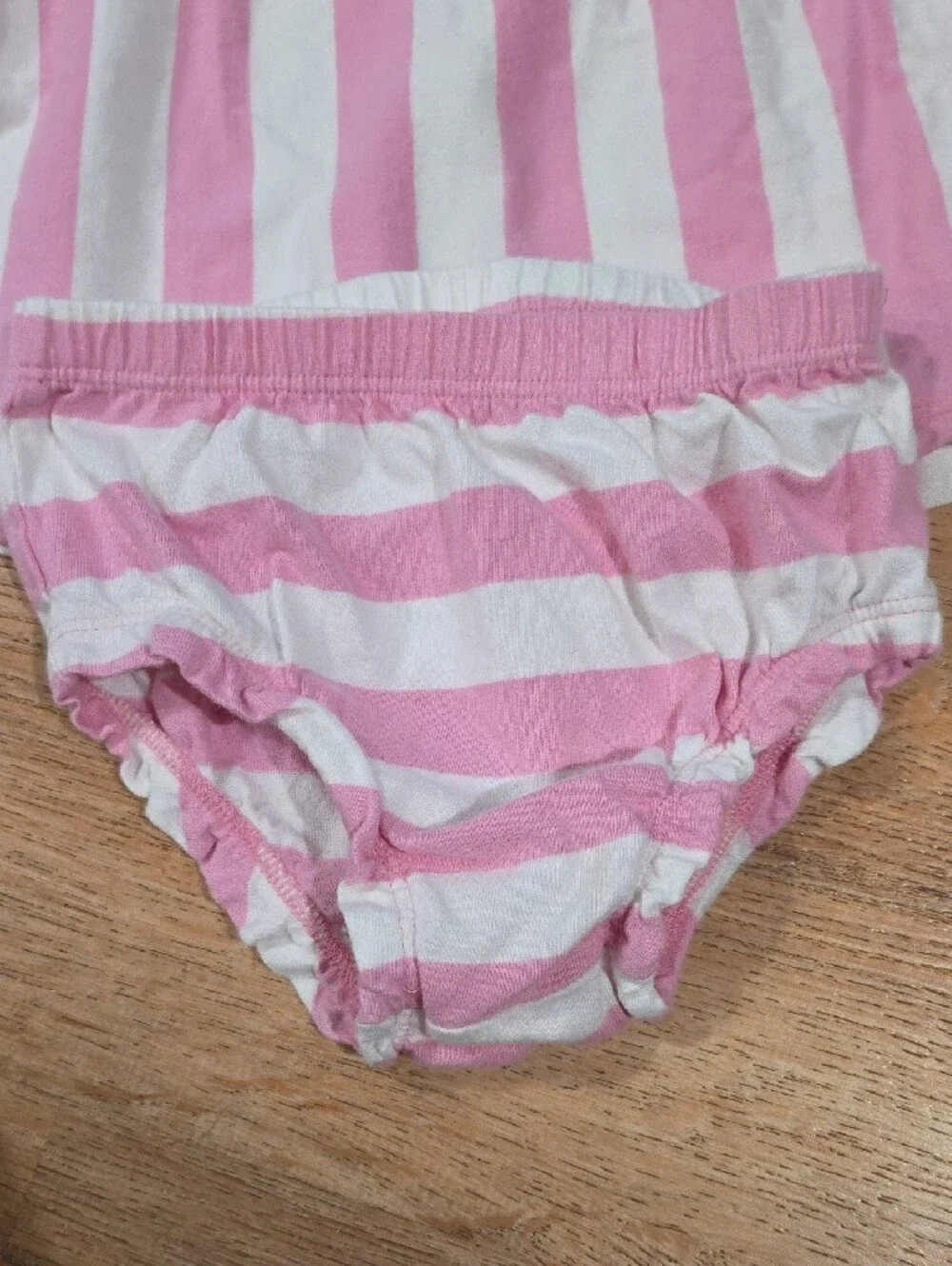 Hanna Andersson Pink and White Striped Dress with Matching Bloomers 3T